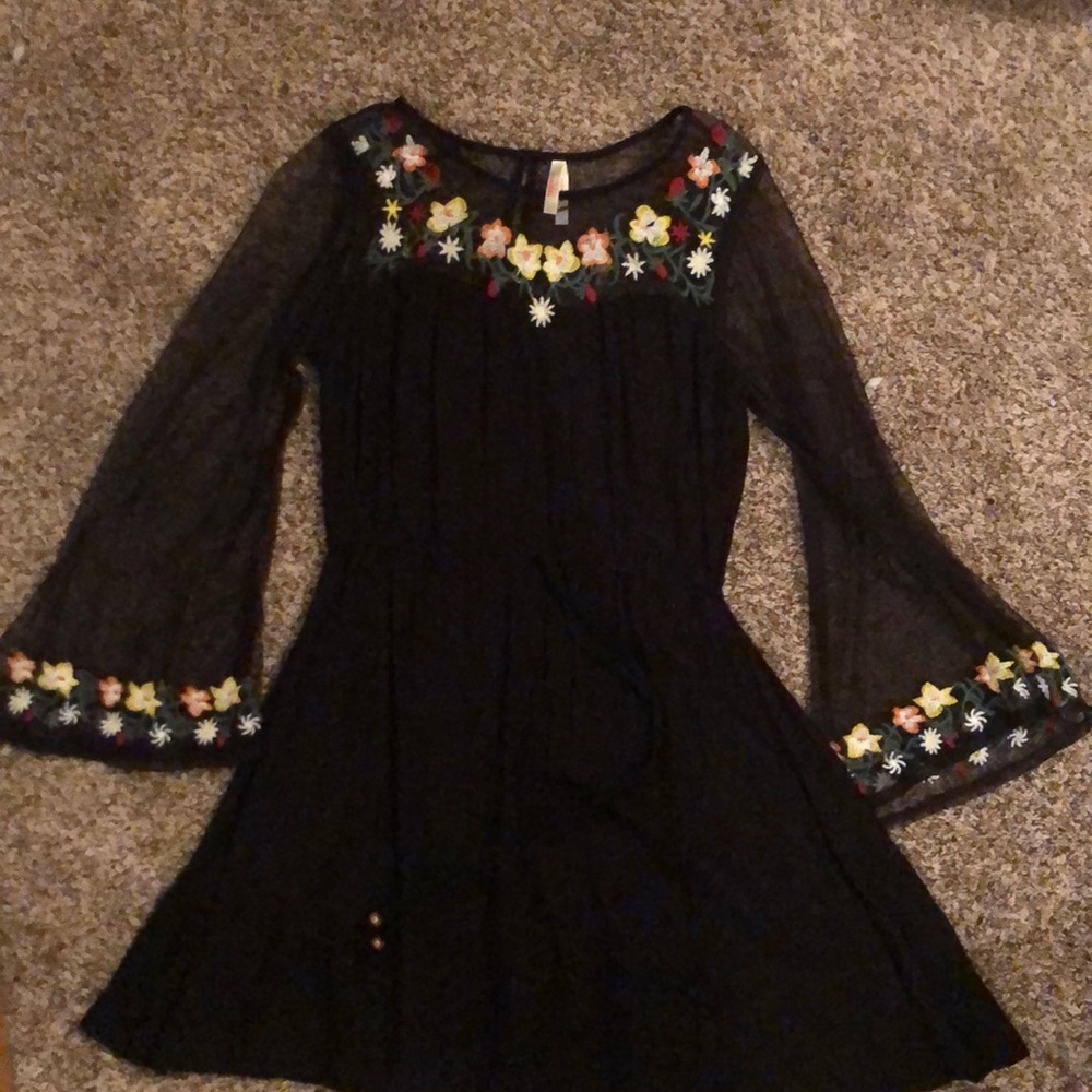Black dress with floral edging